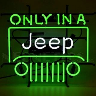 [ship From Usa]new Only In A Jeep Willys Car Real Neon Sign Beer Bar Light