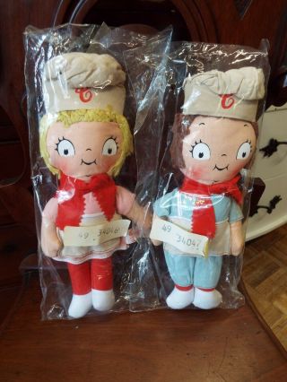 Knickerbocker Campbell Soup Kids Boy & Girl Dolls In Packing Nr