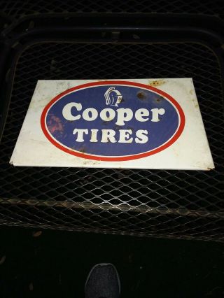 Vintage " Cooper Tires " Tin Sign 7 " X 13.  5 "