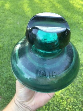 Large Blue Green No 16 Glass Insulator