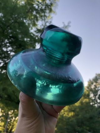 Large Blue Green No 16 Glass Insulator 2