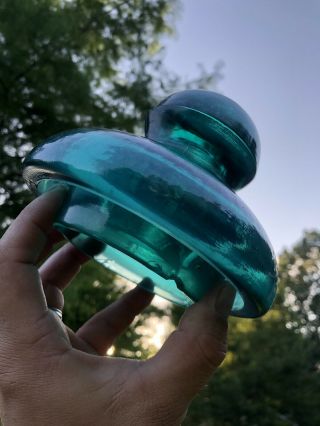 Large Blue Green No 16 Glass Insulator 4