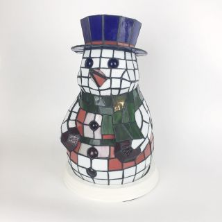 Tiffany Style Penguin Faux Stained Glass 14” Lamp With Top Hat - 100