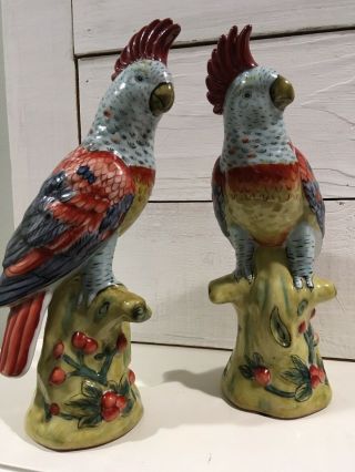 Vintage Pair Porcelain Cockatoo Figurines