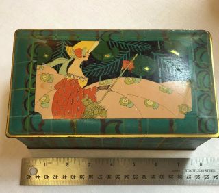 Vintage Art Deco Canco Candy Tin Metal Box Art Noveau Antique