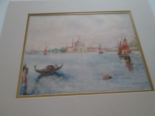 Vintage Signed Watercolor Venice