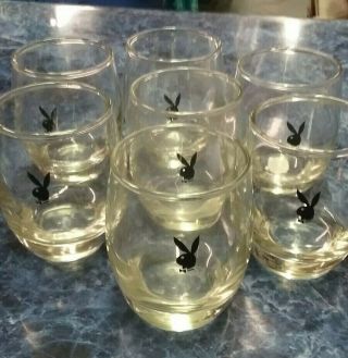 Playboy Vintage 7 Ounce Whiskey Bar Glass - Set Of 7 With Bunny Logo