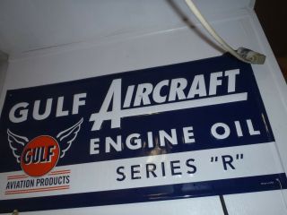 Gulf Aircraft Aviation Product Engine Oil Embossed Metal Sign