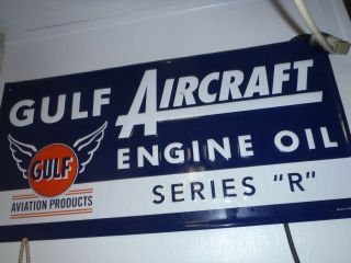 GULF AIRCRAFT AVIATION PRODUCT ENGINE OIL EMBOSSED METAL SIGN 2