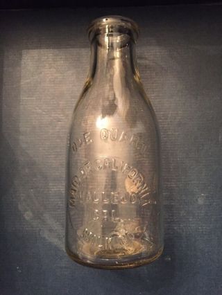 Vintage Old Maid Of California Vallejo One Quart Milk Bottle -