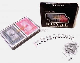 1 Set Double Decks Playing Cards Royal Brand Washable 100 Plastic,  2 Decks
