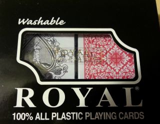 1 Set Double Decks Playing Cards Royal Brand Washable 100 Plastic,  2 Decks 3