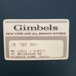 Vintage Gimbels Department Store Credit Card Charge Card 70s