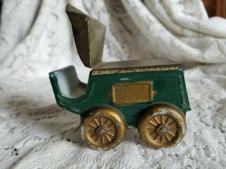 Antique Milk Glass Carriage / Stagecoach Candy Container Paint / Lid