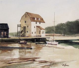 Duncan Bruce - Tide Mill Woodbridge - Listed Artist Watercolor 1975 -