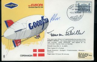 Hans Von Schiller Zeppelin Ace Signed Europa Airship Cover Graf Zeppelin