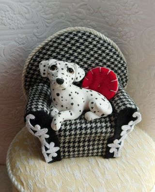 Dalmatian " My Chair " Clay Dog Sculpture By Raquel From Thewrc