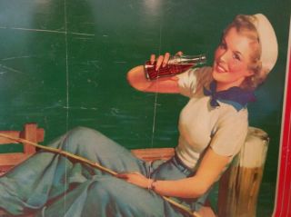 1940 Vintage Coca Cola Tray Sailor Pin Up Girl American Art Metal Ohio 4