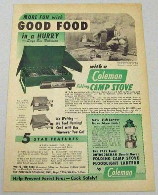 1948 Print Ad Coleman Folding Camp Stoves & Floodlight Lanterns Wichita,  Ks