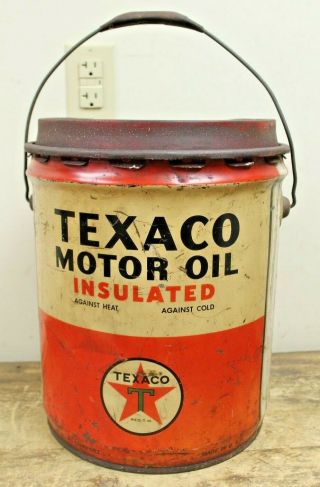 Vintage Texaco 5 Gallon Motor Oil Can Bucket