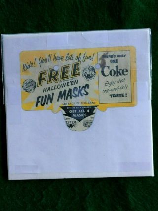 VTG 1950 ' s Coca - Cola Advertising HALLOWEEN MASK PUNCH OUT Carton Insert 2