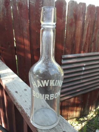 Hawkins Bourbon Antique Enamel Label Behind The Bar Stock Bottle