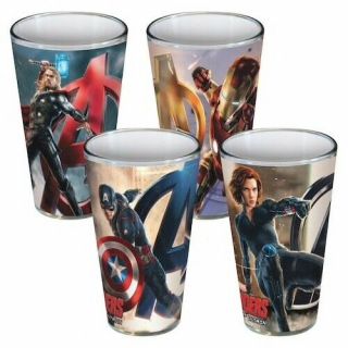 Marvel Avengers Age Of Ultron Set Of 4 16oz Glasses Icup