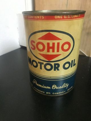 Sohio Motor Oil Can Quart Metal Vintage Antique