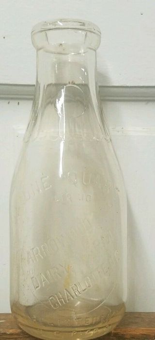Old Arrowood Dairy Farms Quart Milk Bottle From Charlotte N