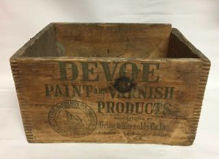 Vintage Devoe/raynolds Indian Head Wood Paint/stain Box Products Crate Rare