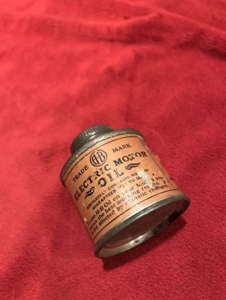 Vintage 2” Hamilton Beach Motor Oil Tin Can,  Paper Label,  With Screw Cap.