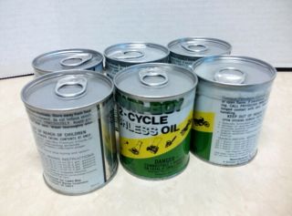Vintage Six Pack of LAWN BOY 2 Cycle Ashless Oil Cans Un - opened 8 fl oz. 5