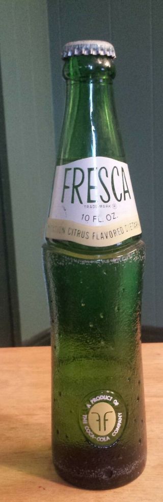 Vintage Full Bottle Fresca Soda Green Glass 10 Oz.  Coca Cola
