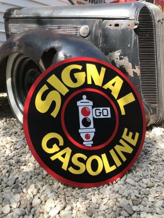 Antique Vintage Old Style Signal Gasoline Oil Service Station Sign