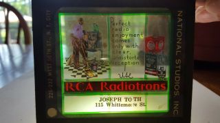 Vintage Glass Advertisement Slides,  Rca Radiotrons,  Perfect Radio Enjoyment.