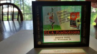 Vintage Glass Advertisement Slides,  Rca Radiotrons,  Hear The Outstanding Radio