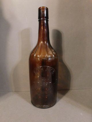 Vintage Roth & Co.  Full Quart San Francisco Brown Amber Embossed 32 Oz Bottle