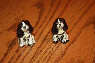 2 Vintage Hagen Renaker Butch Miniature Cocker Spaniel Dog Figurine Labels