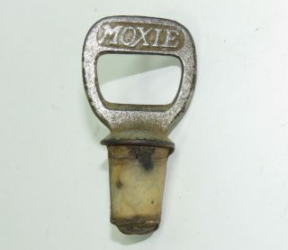 Moxie Bottle Opener Cast Iron With Cork Stopper Vintage Soda Advertising