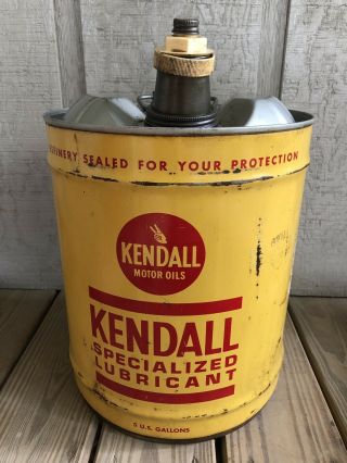 Vintage Kendall Motor Oil Specialized Lubricant Oil Can 5 Gallon Empty Collect