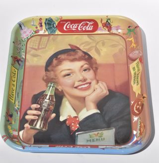 1953 1950’s Coca Cola Coke Menu Girl Metal Tray Thirst Knows no Season 2