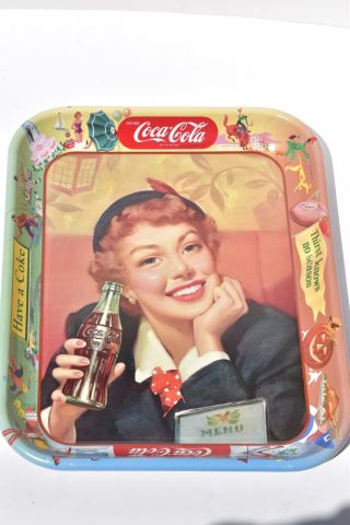 1953 1950’s Coca Cola Coke Menu Girl Metal Tray Thirst Knows no Season 8