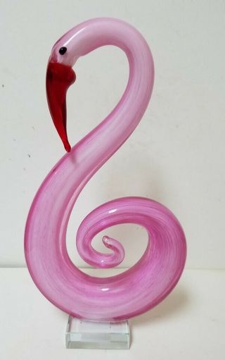Pink Flamingo Handblown Glass Figurine