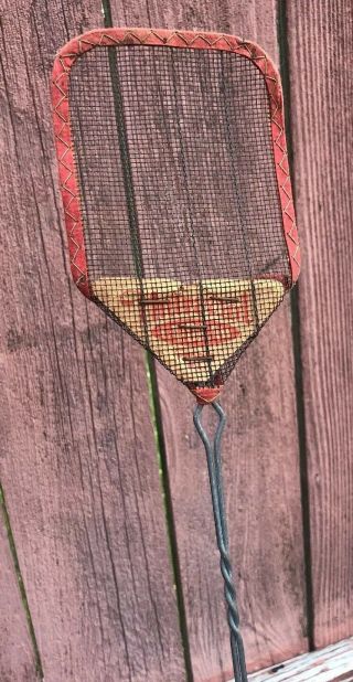 Nos Vintage Laidlaw Universal Wire Mesh Red Metal Fly Swatter Primitive Antique