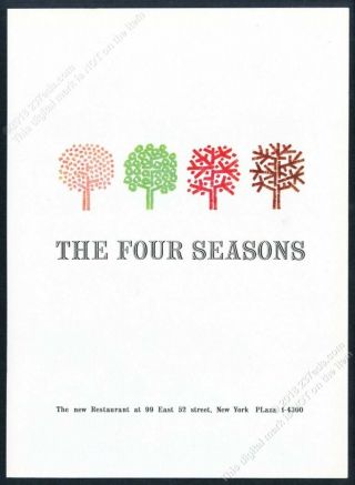 1959 The Four Seasons Restaurant York City Vintage Print Ad