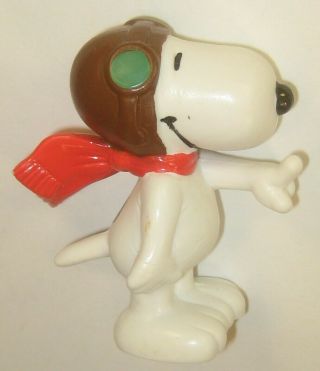 Snoopy The Flying Ace Pilot 2.  5 " Peanuts Pvc Figure 1966 Date Applause? 1990s?