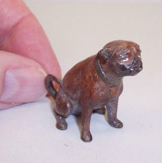 Tiny Vintage/antique Cold Painted Bronze Miniature Pug Dog