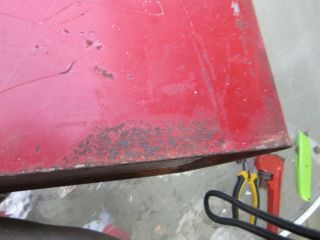 VINTAGE LARGE PROGRESS REFRIGERATOR RED METAL ICE CHEST COOLER WITH METAL TRAY 6