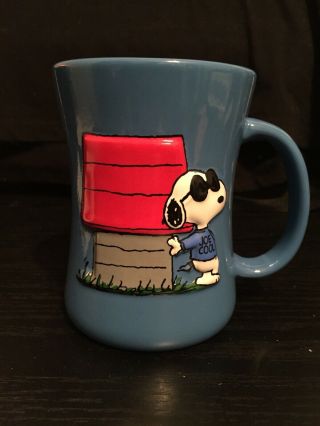 Peanuts Camp Snoopy Joe Cool Blue Coffee Mug 3 - D Embossed Vintage Cup Rare
