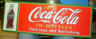 Coca Cola Embossed Metal Advertising Sign Dec.  25th Xmas 28 " X 10 "
